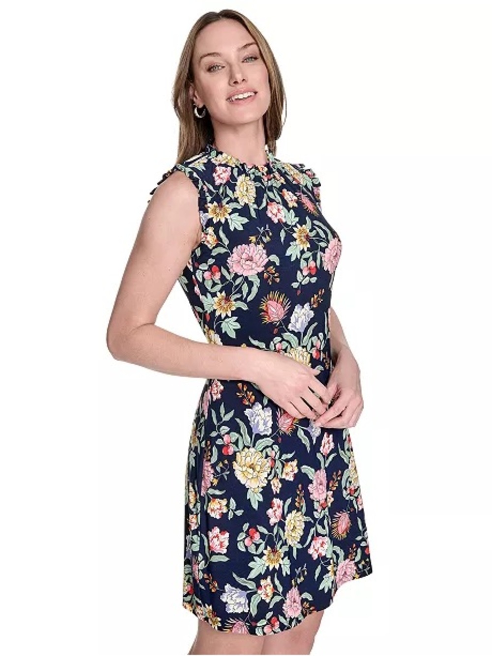 Tommy Hilfiger Ruffled Floral Jersey Dress - Picture 2 of 10